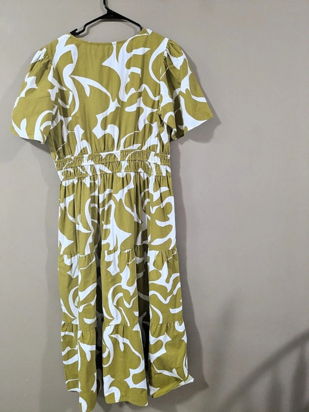 Meadow Rhodes Abstract Midi Dress in Green & White Size XL